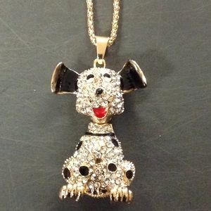 Black & Crystal Rhinestone Dog Necklace
